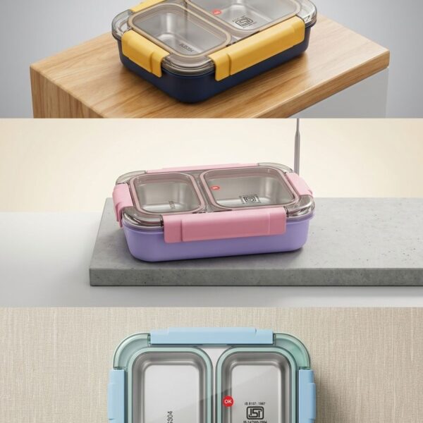 2-Compartment SUS304 Steel Lunch Box