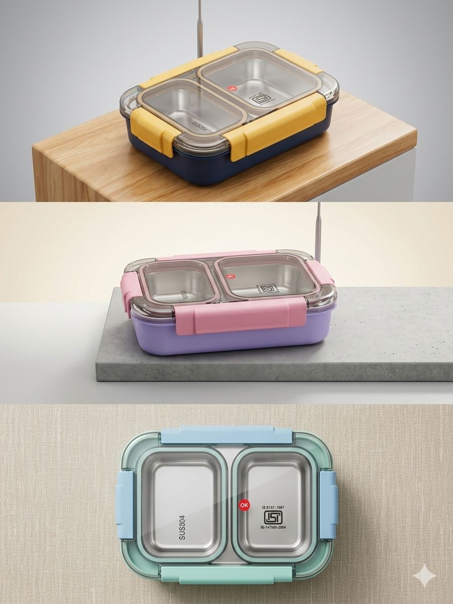 f64643cb-607a-4910-986c-49f57d246975 2-Compartment SUS304 Steel Lunch Box - Image 1