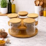 Rotating Spice Jar Set with Wooden Stand - Image 3