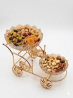 Gold Cart Shape Dry Fruit Stand