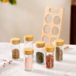 Bamboo Spice Rack with 6 Glass Jars - Image 4
