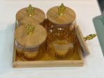 4-Piece Glass Jar Set with Bamboo Tray - Image 5