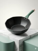 Octagonal Frying Pan with Lid Cooking Saucepan - Image 6