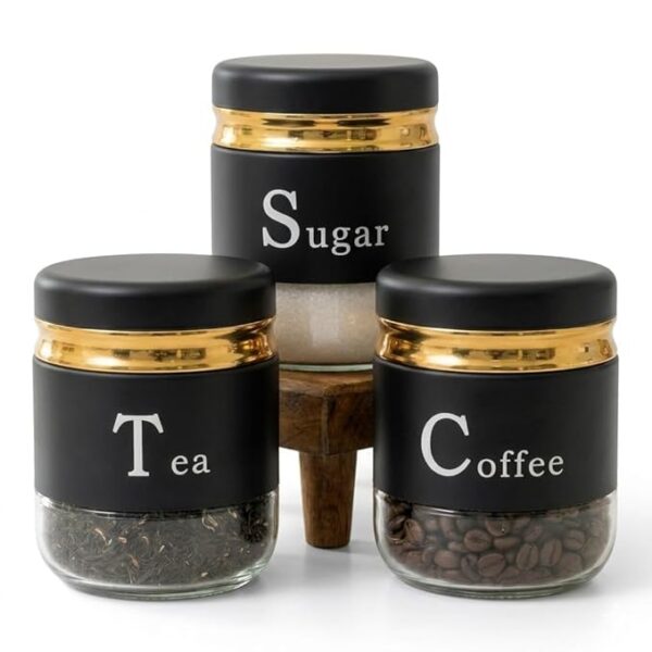 3 Pcs Glass Storage Jars for Sugar Coffee Tea