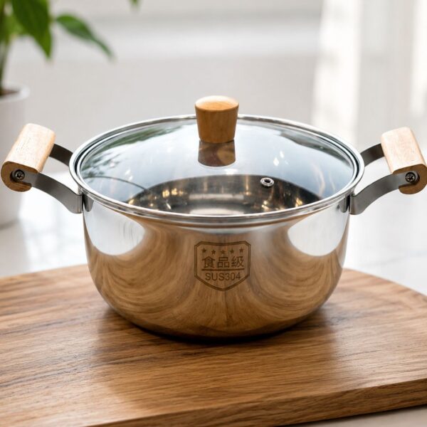 304 Stainless Steel Cooking Pot with Glass Lid