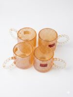 Amber Textured Glass Mug with Beaded Handle - Image 3