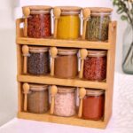 Glass Spice Jars with Bamboo Rack - Image 2