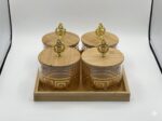 4-Piece Glass Jar Set with Bamboo Tray