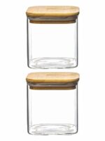 Square Glass Storage Jar with Wooden Lid - Image 5
