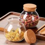 Round glass jars with cork lid - Image 3