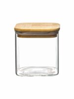 Square Glass Storage Jar with Wooden Lid - Image 4