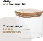 Square Glass Storage Jar with Wooden Lid - Image 2
