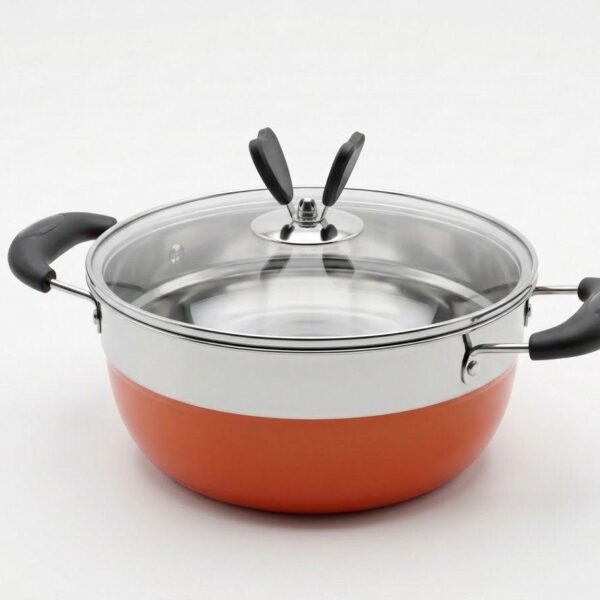 Triply Stainless Steel Kadai with Glass Lid