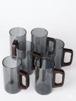 6-Piece Smoked Glass Mug Set with Deer Stand - Image 2
