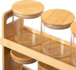 2-Tier Bamboo Spice Rack and Pantry Organizer with 6 Glass Jars - Image 4