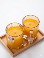 Amber Ribbed Glass Mug with Handle - Image 3