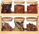 2-Tier Bamboo Spice Rack and Pantry Organizer with 6 Glass Jars - Image 8