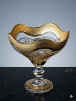 Crystal Pedestal Fruit Bowl - Gold Rim - Image 4