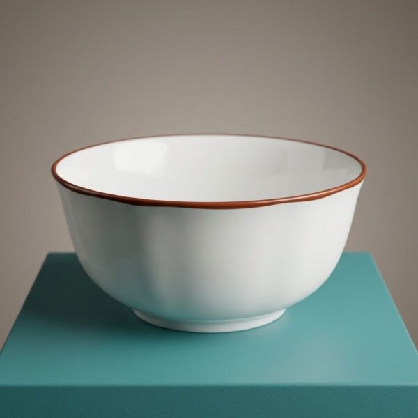 White & Copper Rim Bowl