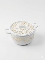 White Melamine Casserole Dish with Gold Geometric Print
