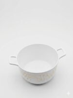 White Melamine Casserole Dish with Gold Geometric Print - Image 3
