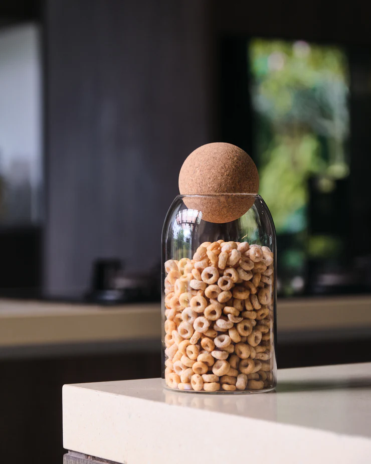 AlvaroGlassBottlewithCorkBallTopMedium1_740x Clear Cork Glass Bottle Storage - Image 1