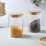 Glass Jar With Bamboo Lid Food Storage Container
