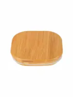 Square Glass Storage Jar with Wooden Lid (Set of 1pc) - Image 3