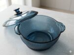 Smoked Blue Glass Casserole Dish with Lid - Image 3