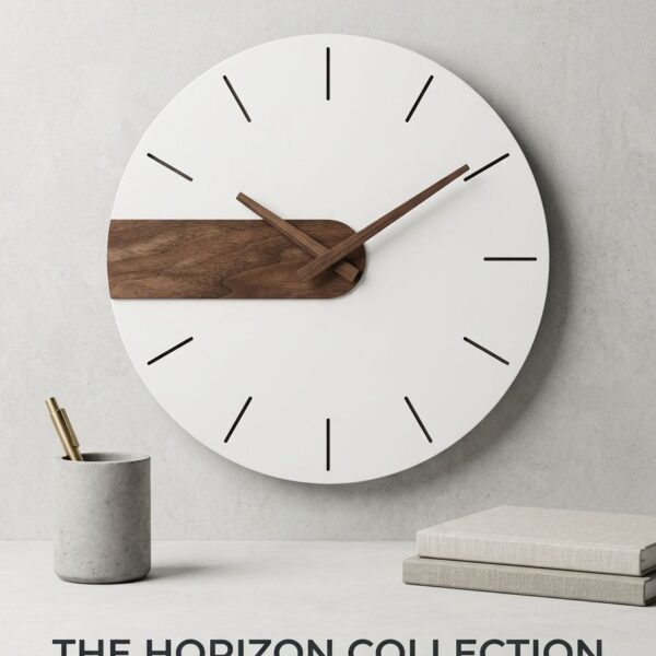 Minimal Wood & White Wall Clock