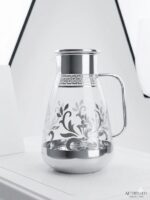 7-Piece Glass Jug & Glass Set with Silver Print - Image 3