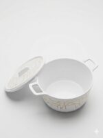 White Melamine Casserole Dish with Gold Geometric Print - Image 2