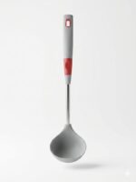 Grey Silicone Soup Ladle with Red Accent - Image 2