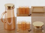 Glass Pitcher + 6 Glass Set with Bamboo Tray - Image 3