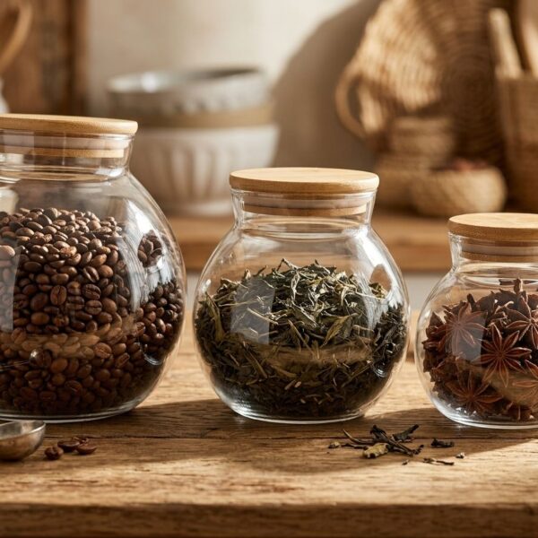 3-Piece Round Glass Jar Set with Bamboo Lid