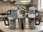 6-Piece Smoked Glass Mug Set with Deer Stand - Image 8