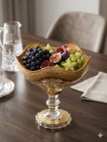 Crystal Pedestal Fruit Bowl - Gold Rim