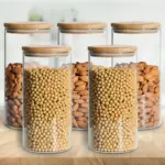 Round Glass Storage Jar with Bamboo Lid ( Large size ) - Image 3