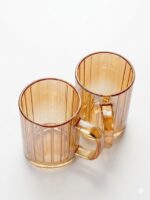 Amber Ribbed Glass Mug with Handle - Image 4