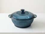 Smoked Blue Glass Casserole Dish with Lid - Image 2