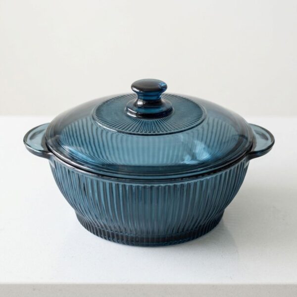 Smoked Blue Glass Casserole Dish with Lid