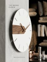 Minimal Wood & White Wall Clock - Image 2