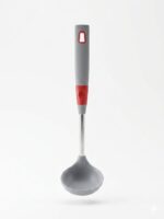 Grey Silicone Soup Ladle with Red Accent