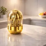 Luxury 24-Piece Gold Cutlery Set with Rotating Dustproof Storage Dome - Image 2