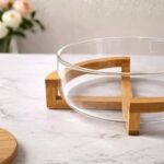 Premium Glass Fruit Bowl with Natural Bamboo Stand - Image 6