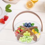 Glass Fruit Bowl, Basket with Wooden Handle and Divider - Image 6