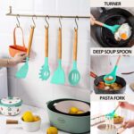 12 Pcs Silicone Kitchen Tool Set with Wooden Handles - Image 5