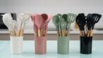 12 Pcs Silicone Kitchen Tool Set with Wooden Handles - Image 12