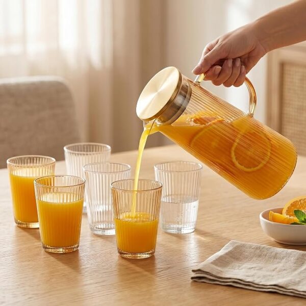 Elegant Amber Tinted Glass Carafe Set