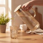 Elegant Amber Tinted Glass Carafe Set - Image 5